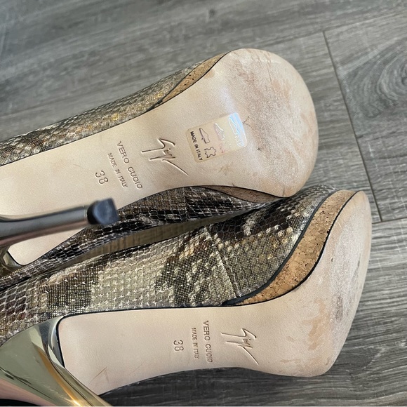 Giuseppe Zanotti Design Snakeskin Crome Heel Pumps Peep Toe - Picture 6 of 6